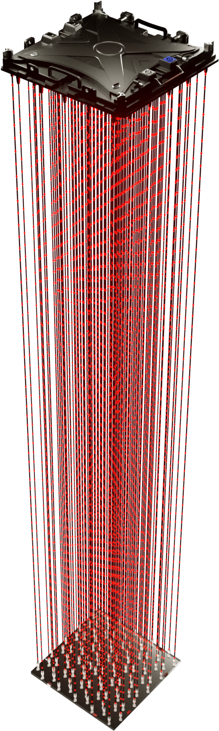 A DragonO² module: the top cabinet, one hundred LED strings and the bottom plate